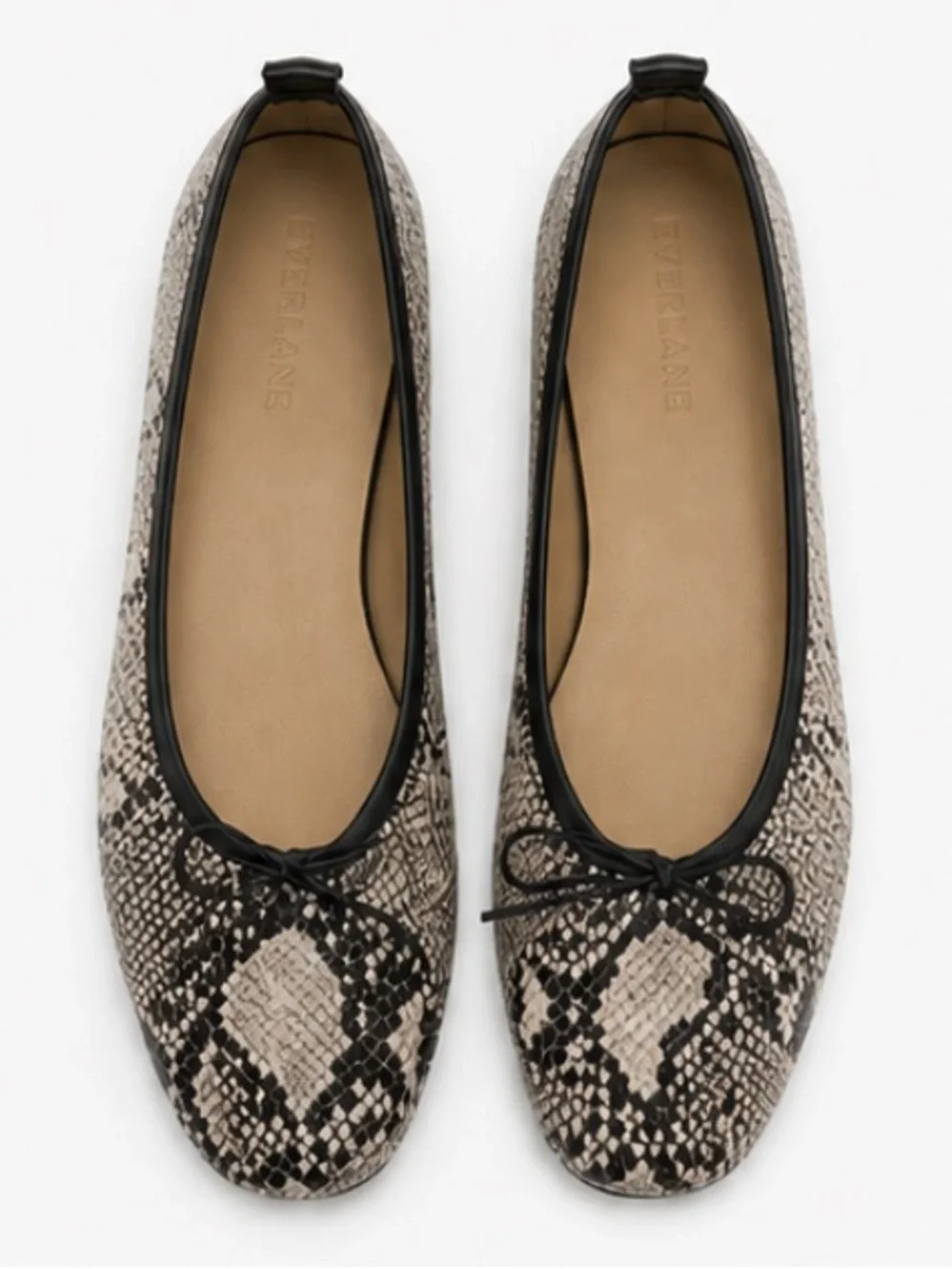 Everlane Day Glove Flat Black Snakeskin Leather Ballet Flats Size 9 NWOB Chic